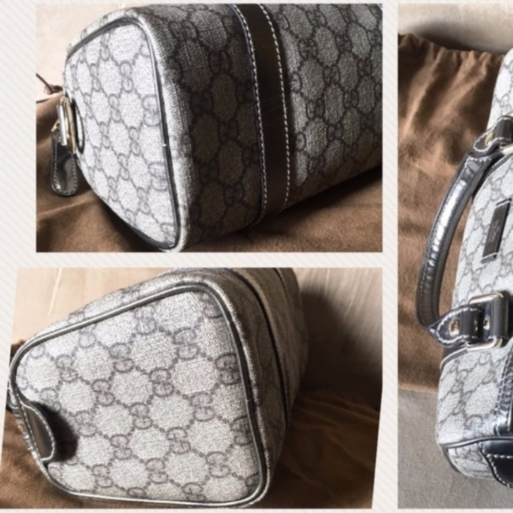 Authenticated Gucci Gray and Black Monogram Bag with dust bag - Picture 4 of 11